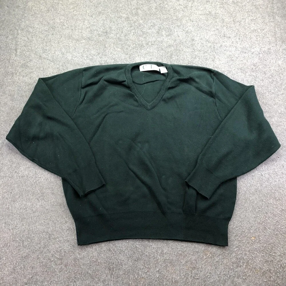 Vintage Cypress Links Sweater Mens Large Green V Neck Cotton Knit Golf USA